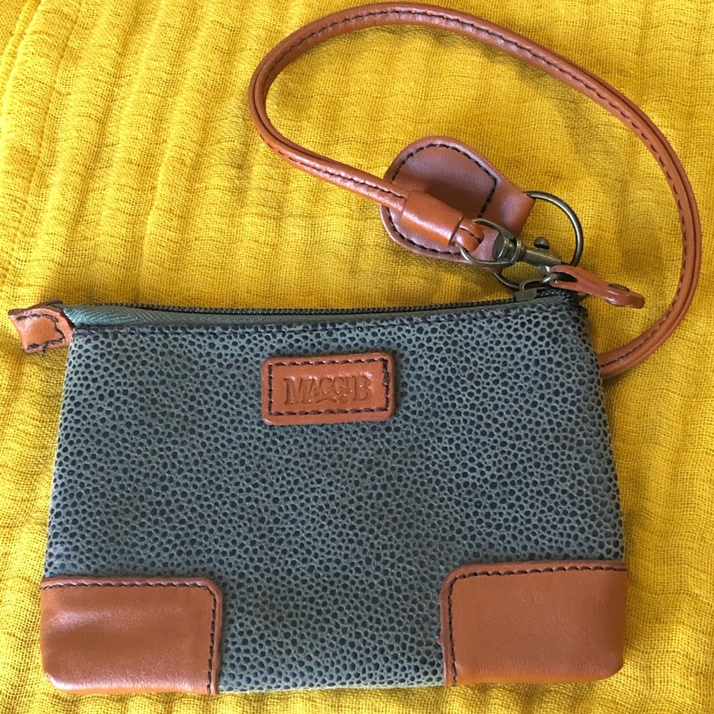 Maggie-B Green and Brown Cellphone Wristlet Wallet